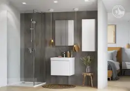 Тумба под раковину Aquaton Асти 55 1A263101AX2B0 подвесная цвет, белый глянец  / белый матовый