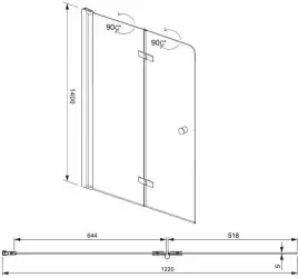 Шторка для ванны Aquanet Beta 120 см, NF6222-hinge, профиль Хром, стекло Прозрачное
