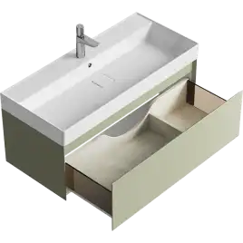 Тумба с раковиной подвесная Aqwella Geometria 100 GE01101SH, с одним ящиком, цвет зеленый шалфей