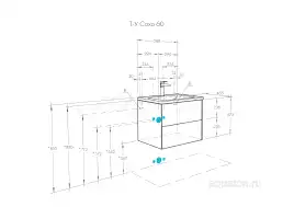 Тумба под раковину Aquaton Сохо 60 1A258001AJA00 подвесная цвет, дуб веллингтон / графит софт