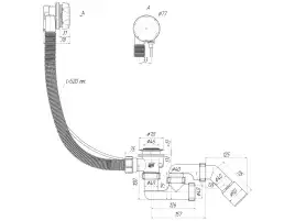 Слив-перелив Ани Пласт EM321 для ванны, полуавтомат, с переходным трубком 45° 40х50, Хром