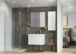 Тумба под раковину Aquaton Асти 70 1A263001AX2B0 подвесная цвет, белый глянец  / белый матовый