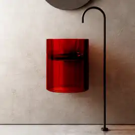 Раковина подвесная прозрачная ABBER KRISTALL 42х42х50 AT2704Rubin, круглая, красная