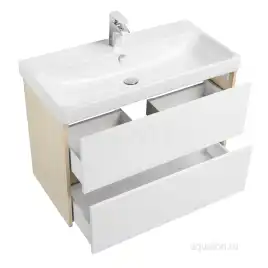Тумба под раковину Aquaton Сканди 90 1A251901SDB20 подвесная цвет, белый / дуб верона