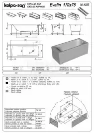 Акриловая ванна Kolpa-San QUAT Evelin 170x75 (1W28F) 900283, Белая