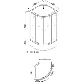 Душевая кабина Loranto 80х80 средний поддон, прозрачное стекло, профиль Хром, CS-6680-25 G