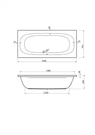 Акриловая ванна Cezares PIAVE 160х70 PIAVE-160-70-42-W37 прямоугольная, Белая
