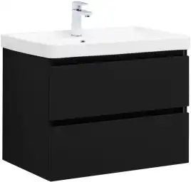Тумба под раковину Aquanet Вега 2.0 70 черный, подвесная, 337954