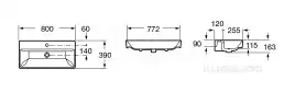 Раковина Roca Oleta накладная 1 отверстие, 800х390 3274C500Y