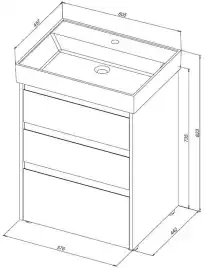 Тумба под раковину Aquanet Nova Lite 60 белый глянец (3 ящика) 302469