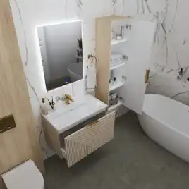 Тумба под раковину Grossman Блисс 80 подвесная, бежевый матовый (108047)