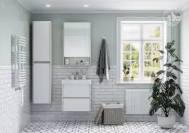 Тумба под раковину Aquaton Сканди 55 1A251701SDB20 подвесная цвет, белый / дуб верона