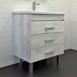 Тумба с умывальником Comforty Никосия-70Н дуб белый (раковиной COMO 70), 00-00005793