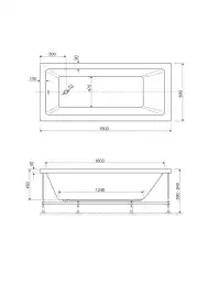Акриловая ванна Cezares PLANE SOLO 180х80 PLANE SOLO-180-80-49-W37 прямоугольная, Белая