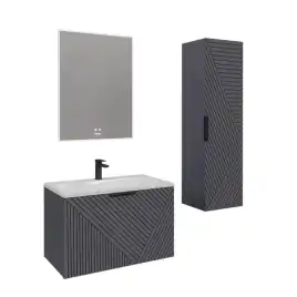 Тумба под раковину Grossman Блисс 80 подвесная, графит матовый (108048)