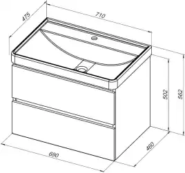 Тумба под раковину Aquanet Вега 2.0 70 черный, подвесная, 337954