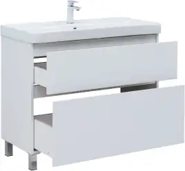 Тумба под раковину Aquanet Вега 100 напольная, белый глянец, 344125