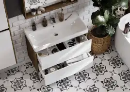 Тумба под раковину Aquaton Сканди 90 1A251901SDZ90 подвесная цвет, белый / дуб рустикальный