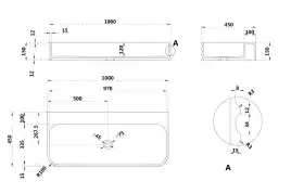 Раковина подвесная ABBER STEIN 100х45х15 AS2651-1.0, прямоугольная, белая матовая