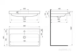 Раковина Santek Адриана 80 отверстие под смеситель 1WH501772