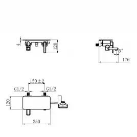 Смеситель для ванны Lemark Mista LM6414WG, однорычажный, с коротким изливом, Белый / Золото