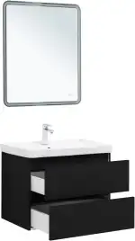 Тумба под раковину Aquanet Вега 2.0 70 черный, подвесная, 337954