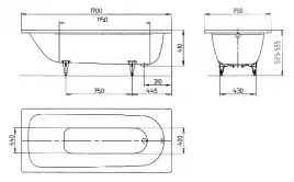 Стальная ванна Kaldewei SANIFORM PLUS 373-1 170х75 112600010001 standard без покрытия, Белая