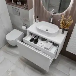 Тумба под раковину Grossman Кристалл 80 подвесная, белая глянцевая (108045)