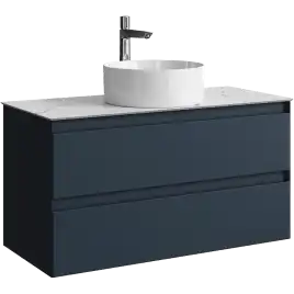 Тумба с раковиной подвесная Aqwella Geometria 100 GE01102GRM+STG1014X456MW, со столешницей мрамор белый, цвет серый