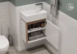 Тумба под раковину Aquaton Эклипс 46 M 1A172801EK49R подвесная правая, цвет эбони светлый