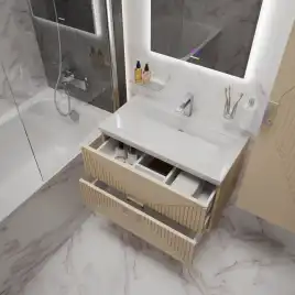 Тумба под раковину Grossman Луксор 70 подвесная, бежевый матовый (107056)