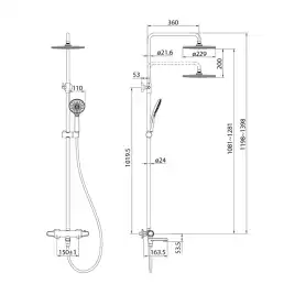 Душевая система IDDIS Torr TORSBBTi06-S для ванны с изливом, с термостатом цвет, Глянцевый хром