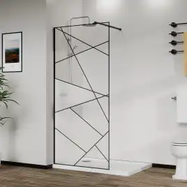 Душевая перегородка Azario 120 AZ-271-120-MB-CGP, профиль черный матовый, стекло Прозрачное, с графическим принтом