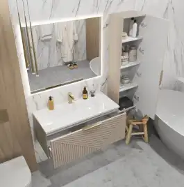 Тумба под раковину Grossman Блисс 100 подвесная, бежевый матовый (1010049)