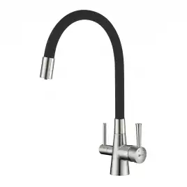 Смеситель для кухни Lemark Comfort LM3075BN-Black с подключением к фильтру с питьевой водой, Никель