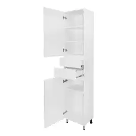 Шкаф-пенал Azario Эстима 40 CS00094558 левый напольный, Белый глянцевый