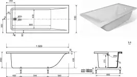 Ванна из искусственного мрамора Aquanet Bright Stone 150x70 AQ-00368583