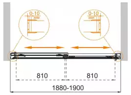 Шторка для ванны Cezares TANDEM-SOFT 190 см, TANDEM-SOFT-VF-2-190/145-C-Cr-IV, профиль Хром, стекло Прозрачное