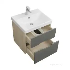 Тумба под раковину Aquaton Оливия 55 1A254201OLUG0 подвесная цвет, грей / дуб ойстер