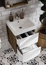 Тумба под раковину Aquaton Сканди 45 1A251601SDZ90 подвесная цвет, белый / дуб рустикальный