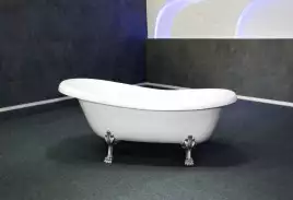 Ванна из литьевого мрамора  Aqua de Marco EDELWEISS 170х78 с серебряными ножками Белая 1170WSEDE
