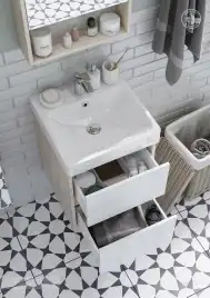 Тумба под раковину Aquaton Сканди 45 1A251601SDB20 подвесная цвет, белый / дуб верона