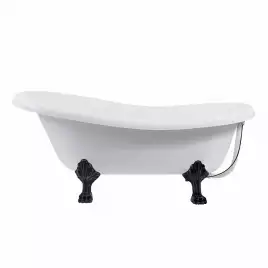 Ванна из литьевого мрамора  Aqua de Marco EDELWEISS 170х78 с чёрными ножками Белая 1170WBlEDE