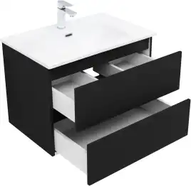 Тумба под раковину Aquanet Вега 2.0 70 черный, подвесная, 337954