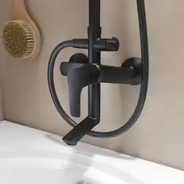 Душевая система IDDIS Ray RAYBL3Fi06 для ванны с изливом цвет, Матовый черный