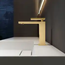 Смеситель для раковины Vincea Dice VBF-2DS1BG однорычажный, брашированное золото