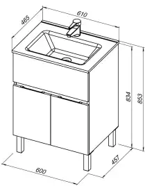 Тумба под раковину Aquanet Алвита New 60 1 ящик, 2 дверцы, белый матовый 277546