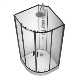 Душевая кабина Loranto 100х100 низкий поддон, прозрачное стекло, профиль Черный, CS-21811-100