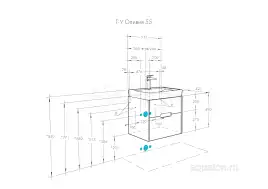 Тумба под раковину Aquaton Оливия 55 1A254201OLVG0 подвесная цвет, бежевый / дуб велл