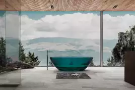 Прозрачная ванна ABBER Kristall AT9702Aquamarin 180х85 бирюзовая